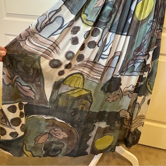 Platinum by Dorothy Schoelen Vintage Art-To-Wear Landscape Pleated Maxi Skirt - Picture 5 of 12